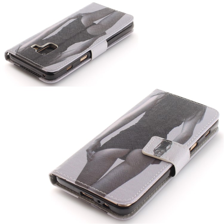 Pattern Printing Wallet Leather Stand Case for Samsung Galaxy A8+ (2018) - Beauty Pattern-4