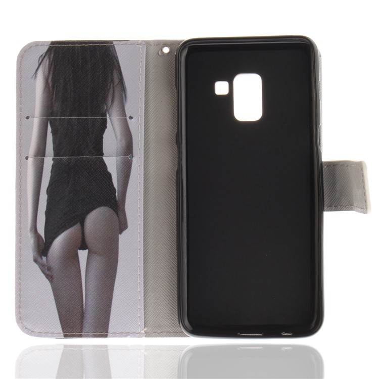 Pattern Printing Wallet Leather Stand Case for Samsung Galaxy A8+ (2018) - Beauty Pattern-8