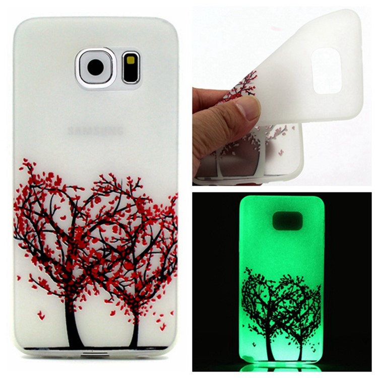 Luminous Slim TPU Back Case for Samsung Galaxy S7 - Tree with Red Leaves-1