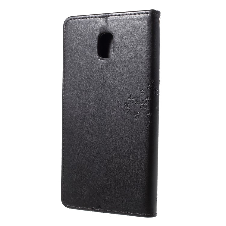 Imprint Tree Owl Pattern PU Leather Protection Cell Phone Case for Samsung Galaxy J7 (2018) J737 - Black-2