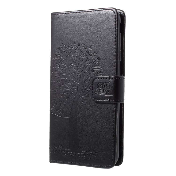 Imprint Tree Owl Pattern PU Leather Protection Cell Phone Case for Samsung Galaxy J7 (2018) J737 - Black-3