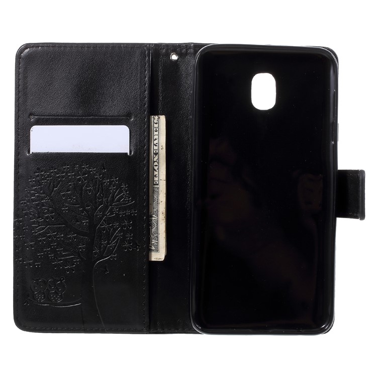 Imprint Tree Owl Pattern PU Leather Protection Cell Phone Case for Samsung Galaxy J7 (2018) J737 - Black-5