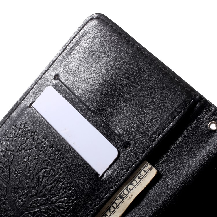 Imprint Tree Owl Pattern PU Leather Protection Cell Phone Case for Samsung Galaxy J7 (2018) J737 - Black-6