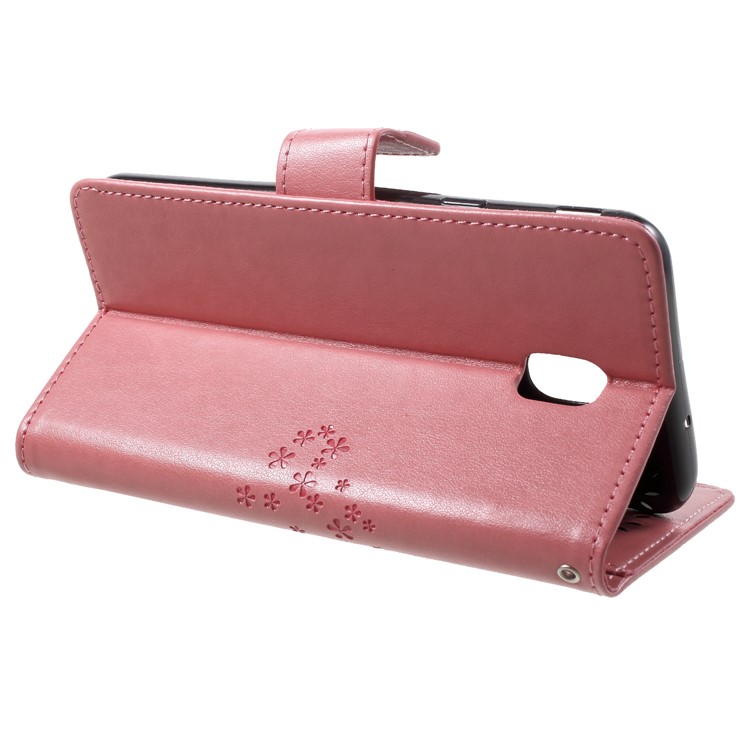 Imprint Tree Owl Pattern Stand Wallet Leather Phone Casing for Samsung Galaxy J7 (2018) J737 - Pink-4