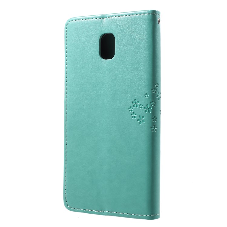 Imprint Tree Owl Pattern Wallet Leather Folio Flip Case Cover for Samsung Galaxy J7 (2018) J737 - Green-2