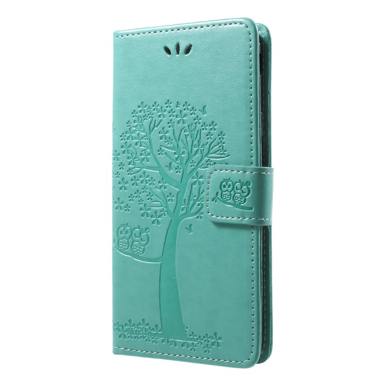 Imprint Tree Owl Pattern Wallet Leather Folio Flip Case Cover for Samsung Galaxy J7 (2018) J737 - Green-3