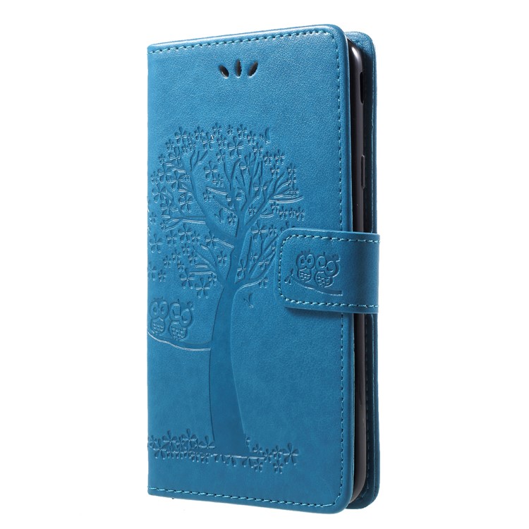 Imprint Tree Owl Pattern PU Leather Mobile Cover with Card Slots for Samsung Galaxy J7 (2018) J737 - Blue-3