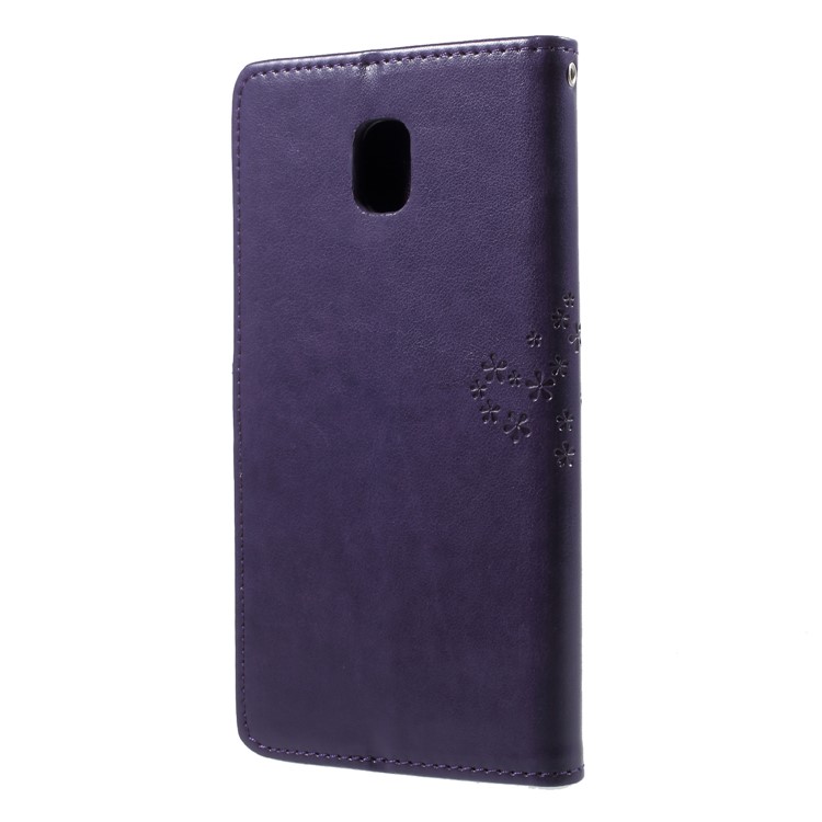 Impressum Baum Eule Muster PU Leder Schutz Telefon Fall Zubehör Für Samsung Galaxy J7 (2018) - Dunkelviolett-2