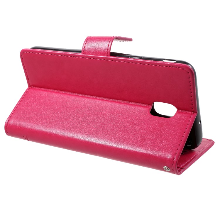 Imprint Butterfly Flower Wallet Stand Leather Phone Casing for Samsung Galaxy J7 (2018) J737 - Rose-4