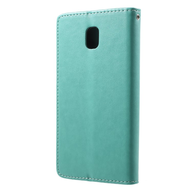 Imprint Butterfly Flower PU Leather Flip Stand Phone Cover for Samsung Galaxy J7 (2018) J737 - Green-2