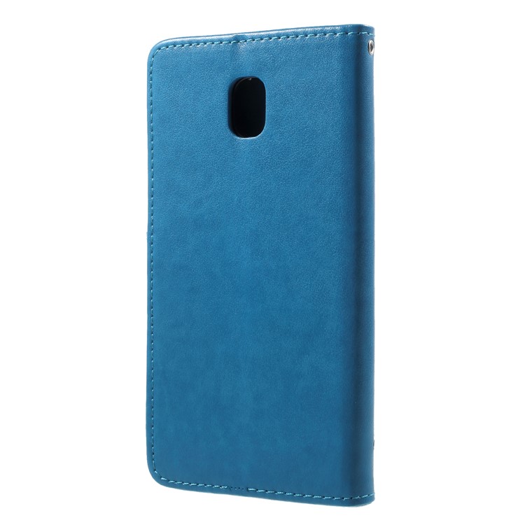 Imprint Butterfly Flower Card Holder Leather Mobile Shell with Stand for Samsung Galaxy J7 (2018) J737 - Blue-2