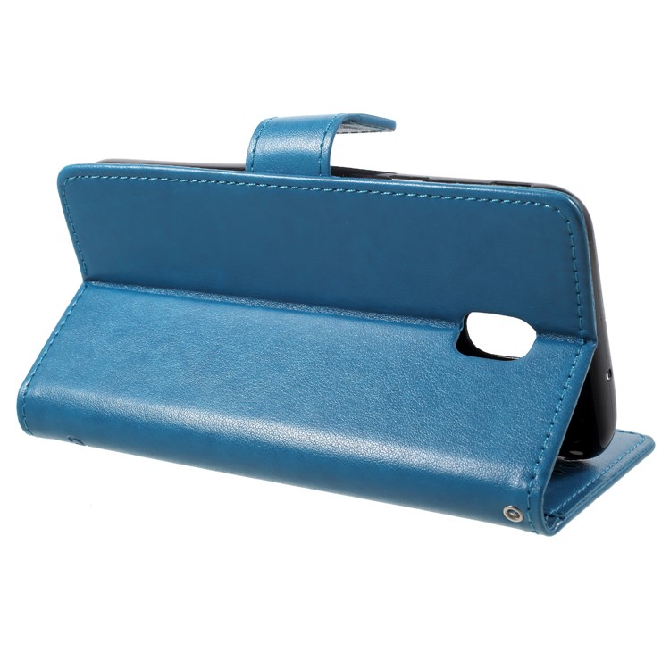 Imprint Butterfly Flower Card Holder Leather Mobile Shell with Stand for Samsung Galaxy J7 (2018) J737 - Blue-4