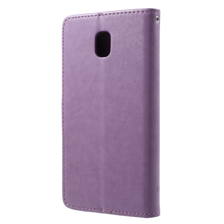 Imprint Butterfly Flower Stand Leather Mobile Case Cover with Card Slots for Samsung Galaxy J7 (2018) J737 - Light Purple-2