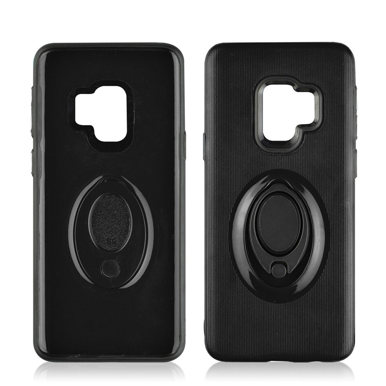 ANGIBABE Vertical Stripe TPU PC Hybrid Kickstand Case for Samsung Galaxy S9 G960 - Black-2
