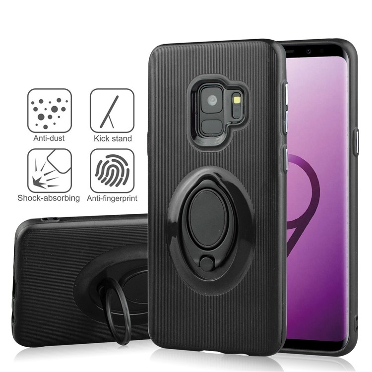 ANGIBABE Vertical Stripe TPU PC Hybrid Kickstand Case for Samsung Galaxy S9 G960 - Black-4