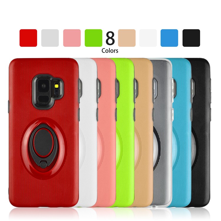 ANGIBABE Vertical Stripe TPU PC Hybrid Kickstand Case for Samsung Galaxy S9 G960 - Black-9
