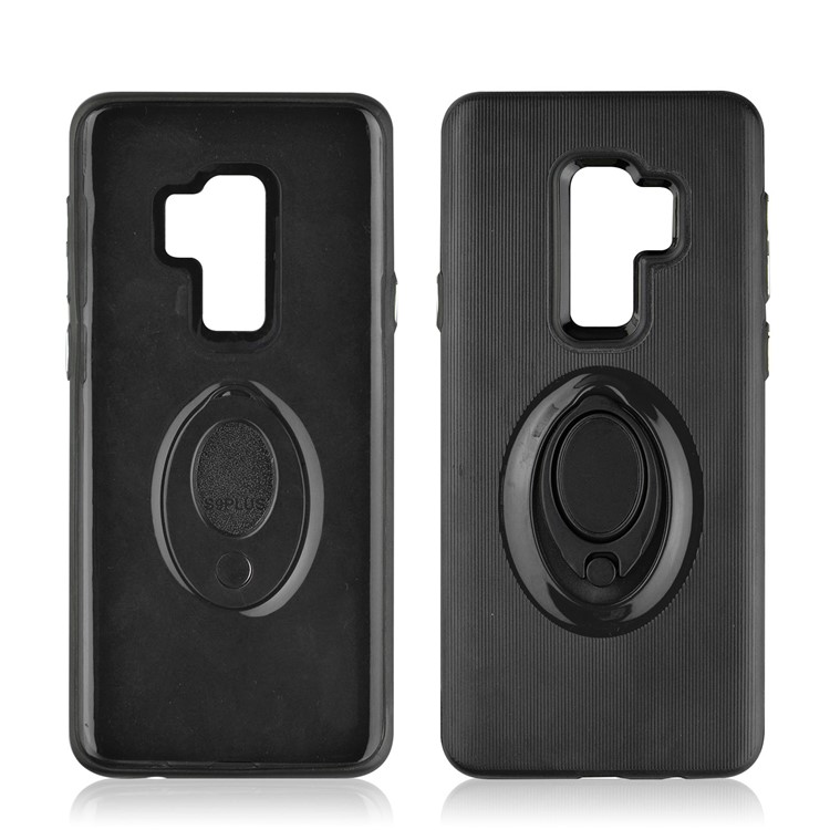 ANGIBABE Vertical Stripe Kickstand TPU PC Hybrid Case for Samsung Galaxy S9+ G965 - Black-2