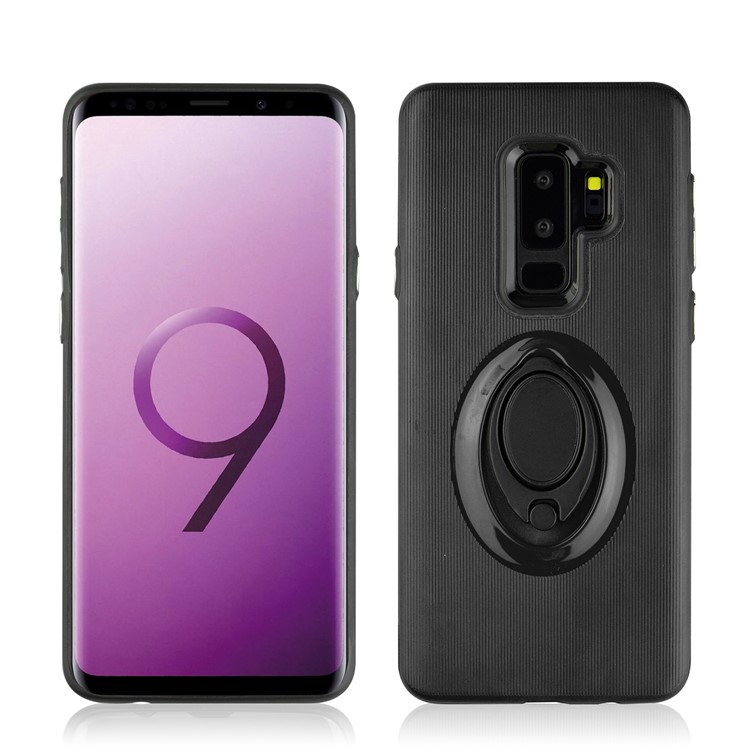 ANGIBABE Vertical Stripe Kickstand TPU PC Hybrid Case for Samsung Galaxy S9+ G965 - Black-3