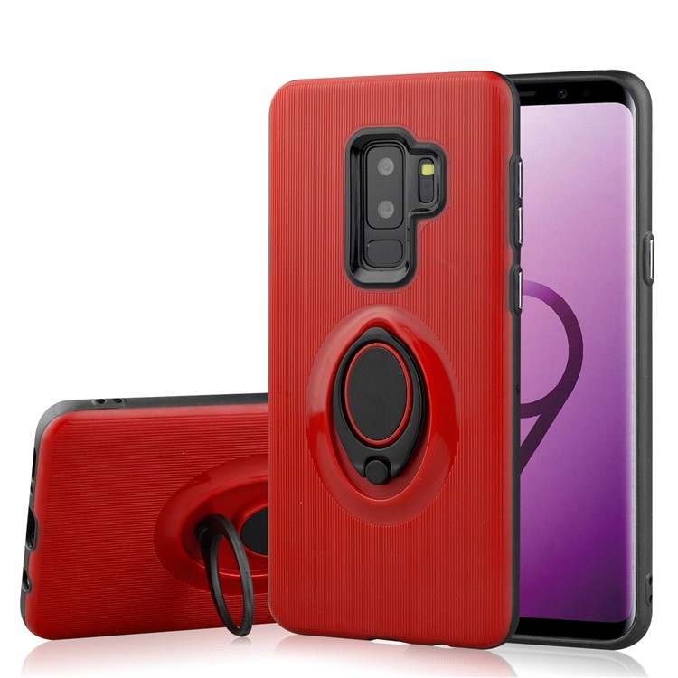 

ANGIBABE Vertical Stripe TPU PC Hybrid Mobile Case for Samsung Galaxy S9+ G965 - Red