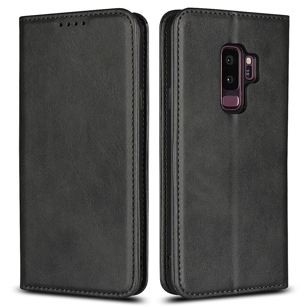 Auto-absorbed Leather Wallet Stand Phone Case for Samsung Galaxy S9+ G965 - Black-1