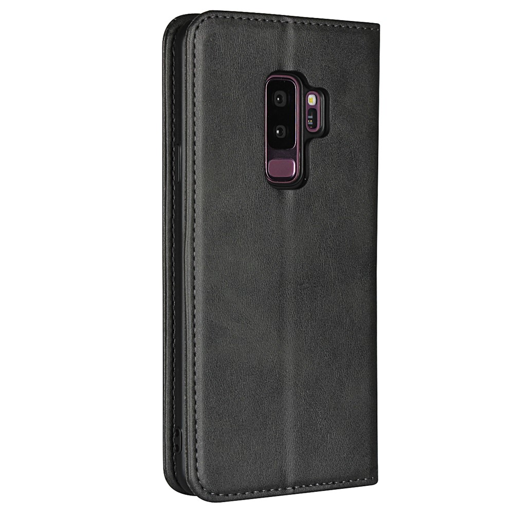 Auto-absorbed Leather Wallet Stand Phone Case for Samsung Galaxy S9+ G965 - Black-3