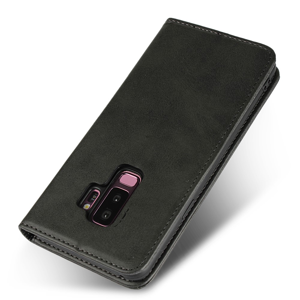 Auto-absorbed Leather Wallet Stand Phone Case for Samsung Galaxy S9+ G965 - Black-6