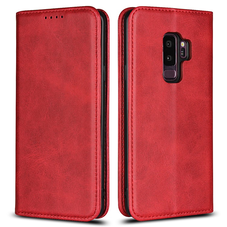 

Auto-absorbed Leather Wallet Stand Phone Cover for Samsung Galaxy S9+ G965 - Red