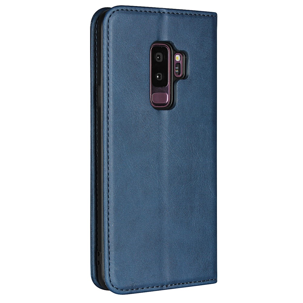 Auto-absorbed Leather Wallet Stand Phone Shell for Samsung Galaxy S9+ G965 - Blue-3