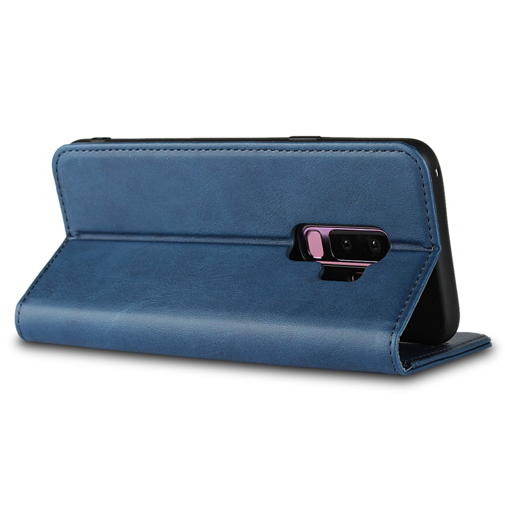 Auto-absorbed Leather Wallet Stand Phone Shell for Samsung Galaxy S9+ G965 - Blue-4