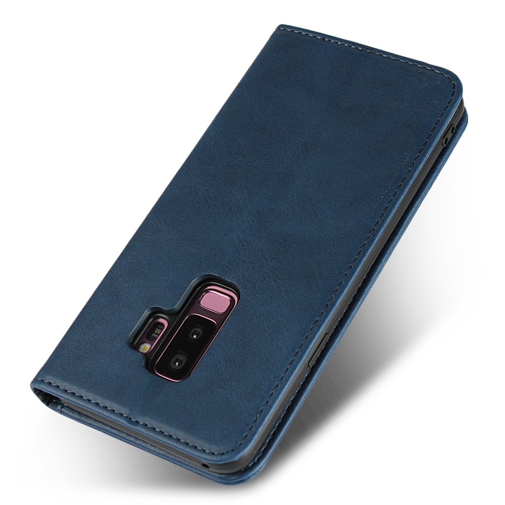 Auto-absorbed Leather Wallet Stand Phone Shell for Samsung Galaxy S9+ G965 - Blue-5