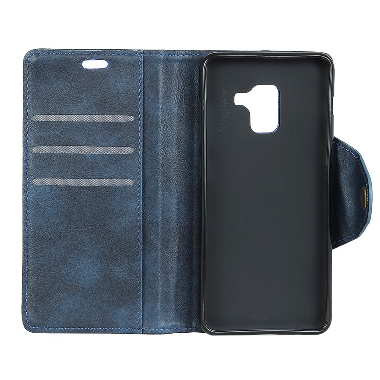 pu Leather Wallet Stand Shell Mobile Para Samsung Galaxy A6 (2018) - Azul-5