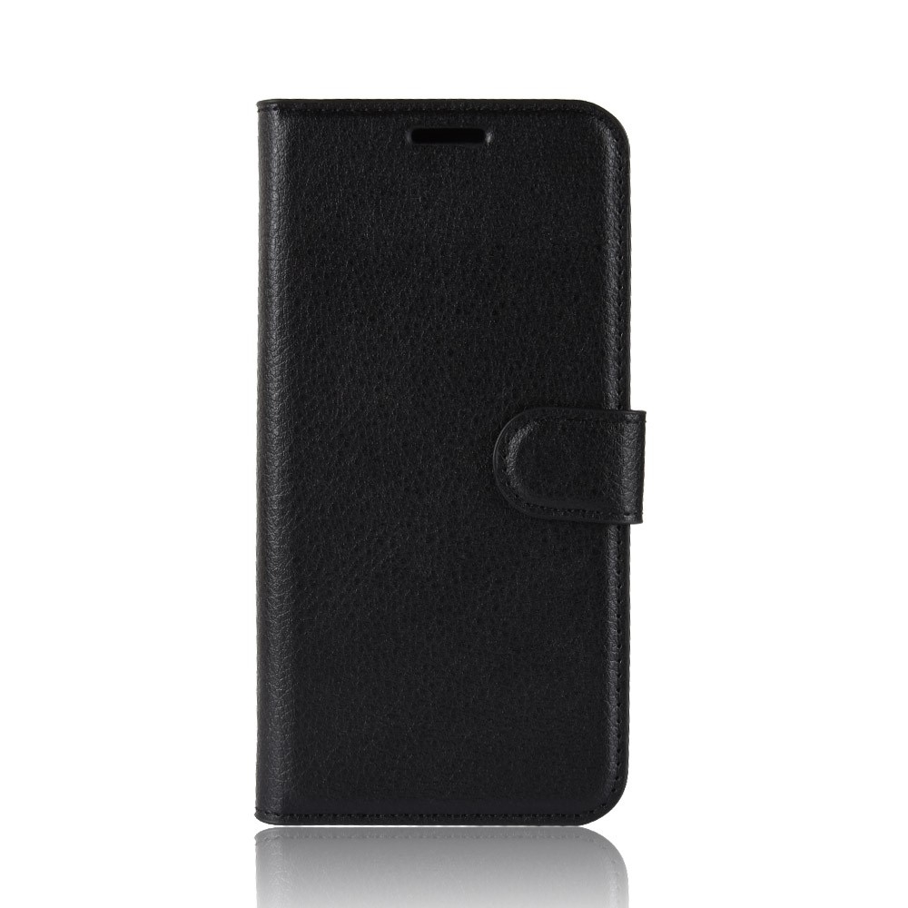 Litchi Skin pu Leather Magnetic Wallet Stand Case Pour Samsung Galaxy a6 + (2018) - le Noir