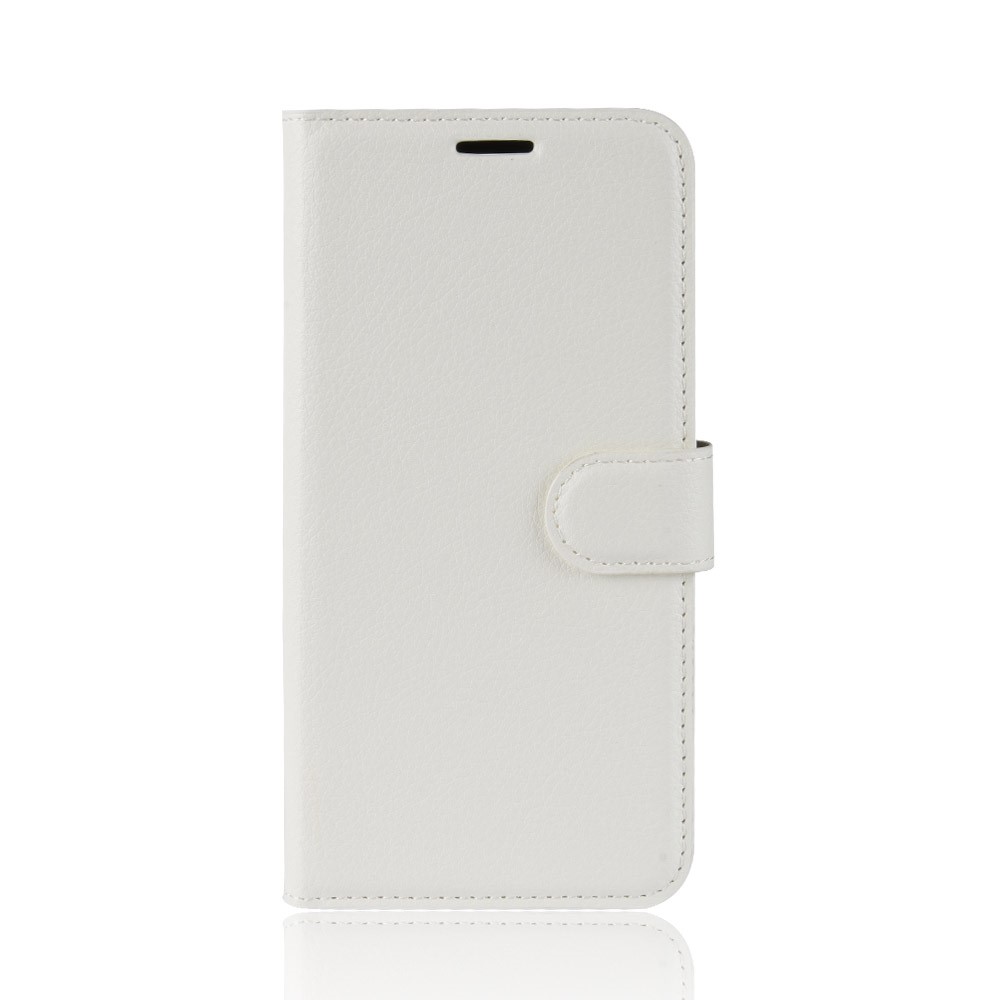 Litchi Pele PU Carteira De Couro Magnética Ficar Tampa Para Samsung Galaxy A6 Plus (2018) - Branco-2