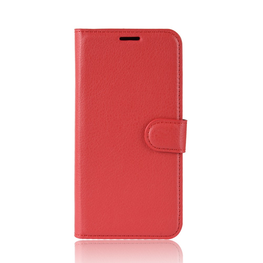 Litchi Skin pu Leather Magnetic Portefeuille Shell Shell Pour Samsung Galaxy A6 Plus (2018) - Rouge