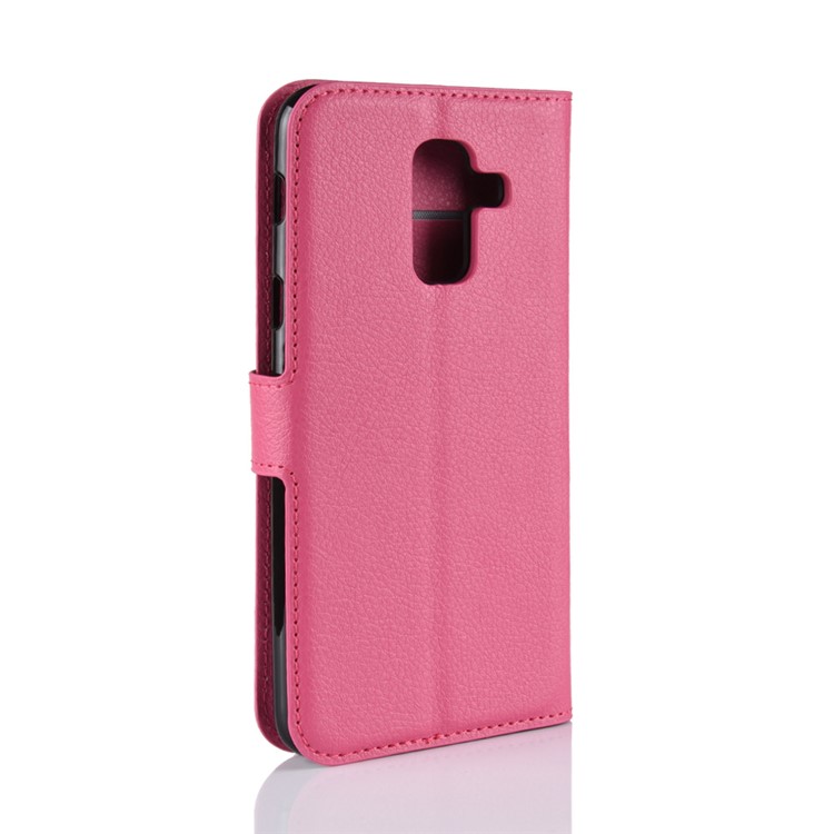Litchi Skin PU Leather Magnetic Wallet Stand Casing for Samsung Galaxy A6+ (2018) - Rose-6