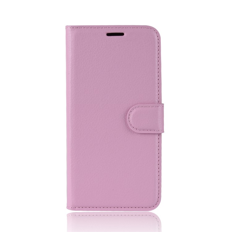 Litchi Skin PU Leder Magnet Wallet Stand Mobiltelefon Hülle Für Samsung Galaxy A6+(2018) - Rosa