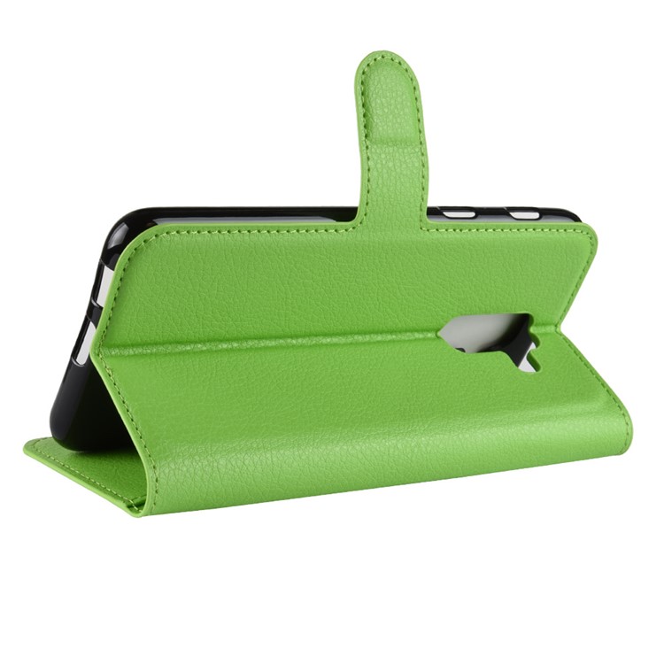 Litchi Skin PU Leather Magnetic Wallet Stand Cell Phone Case for Samsung Galaxy A6+ (2018) - Green-5