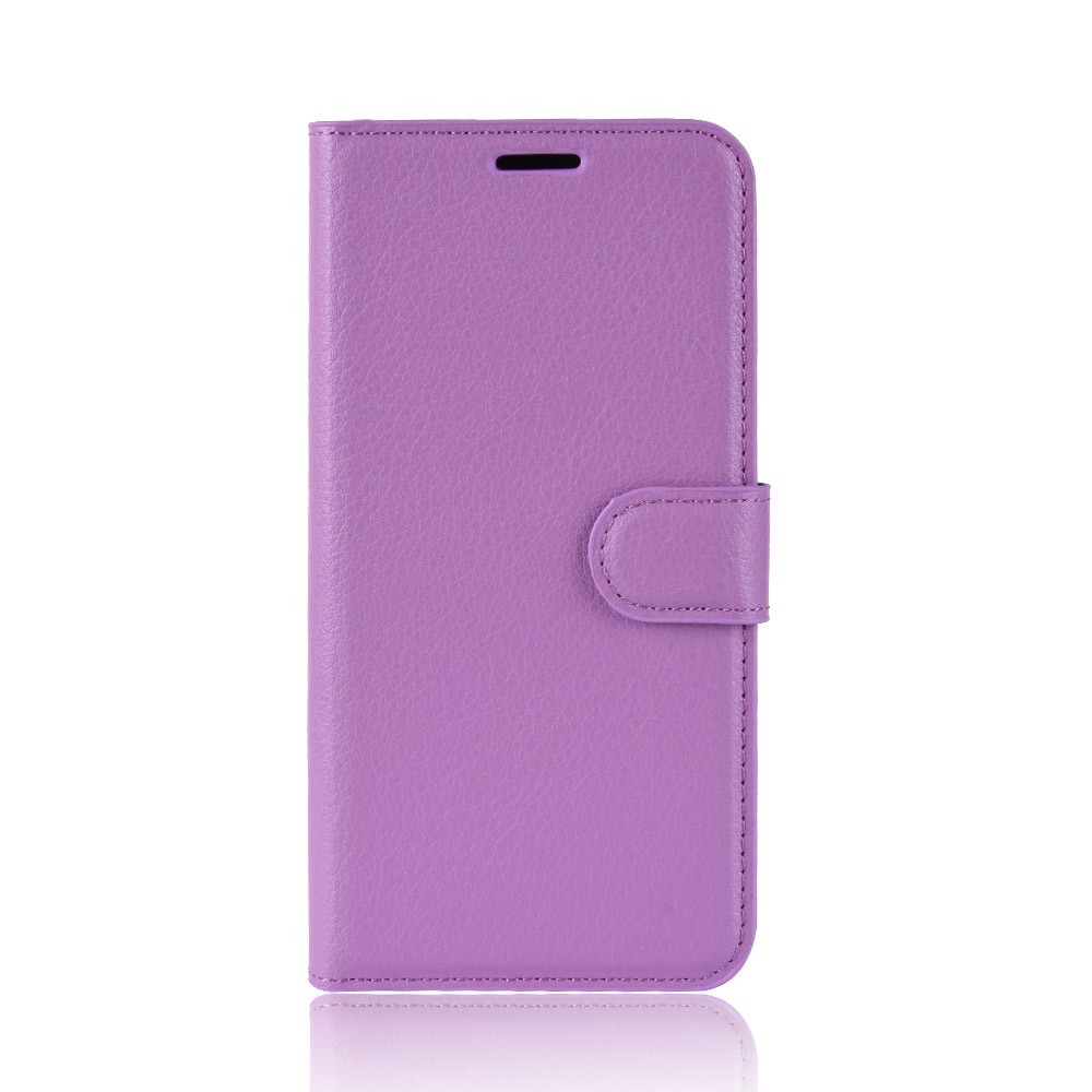 Litchi Skin PU Leather Magnetic Wallet Stand Cell Phone Shell for Samsung Galaxy A6+ (2018) - Purple-2