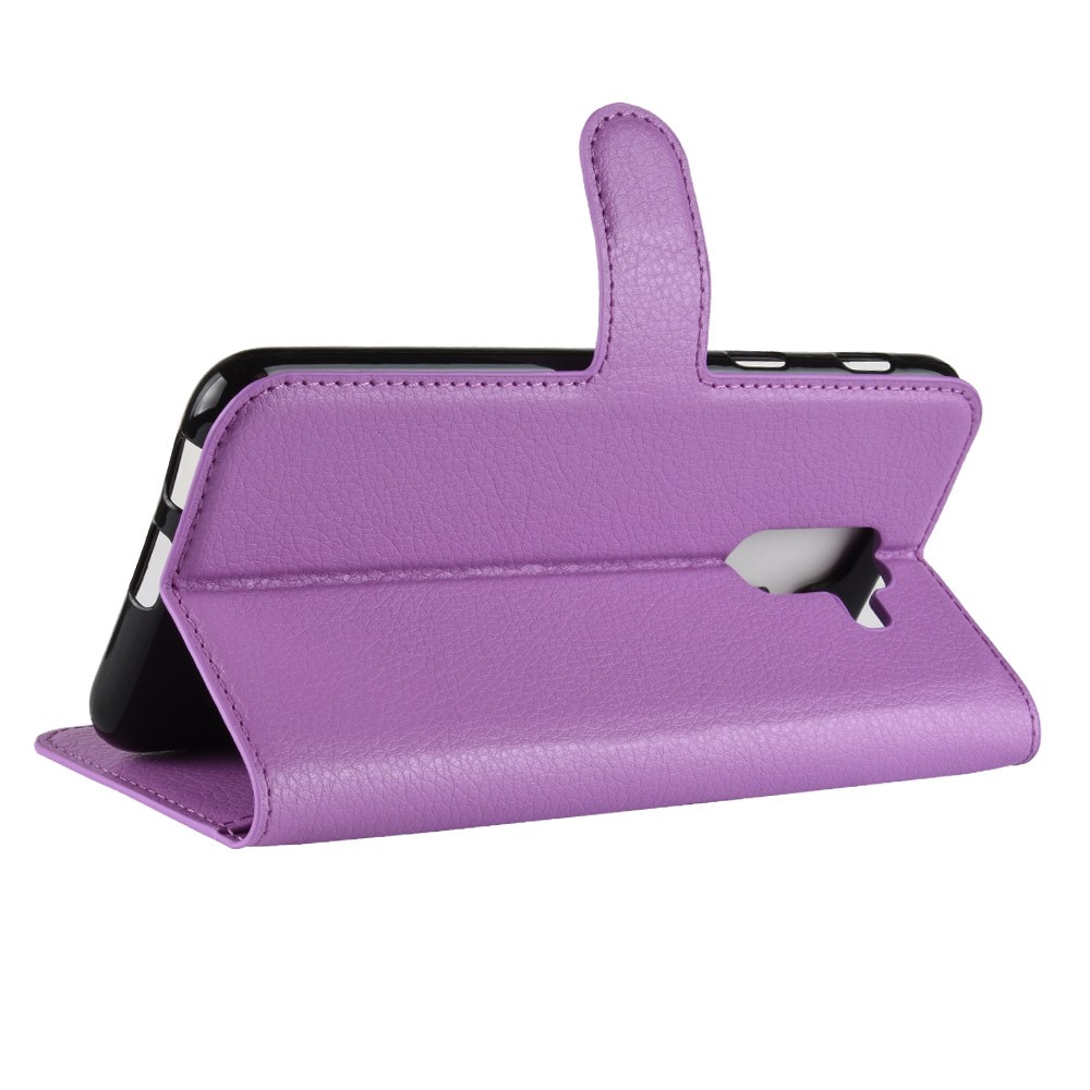 Litchi Skin PU Leather Magnetic Wallet Stand Cell Phone Shell for Samsung Galaxy A6+ (2018) - Purple-5