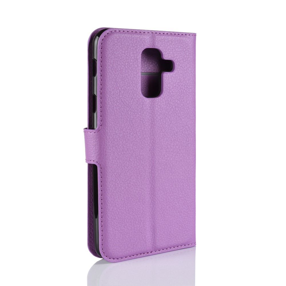 Litchi Skin PU Leather Magnetic Wallet Stand Cell Phone Shell for Samsung Galaxy A6+ (2018) - Purple-6