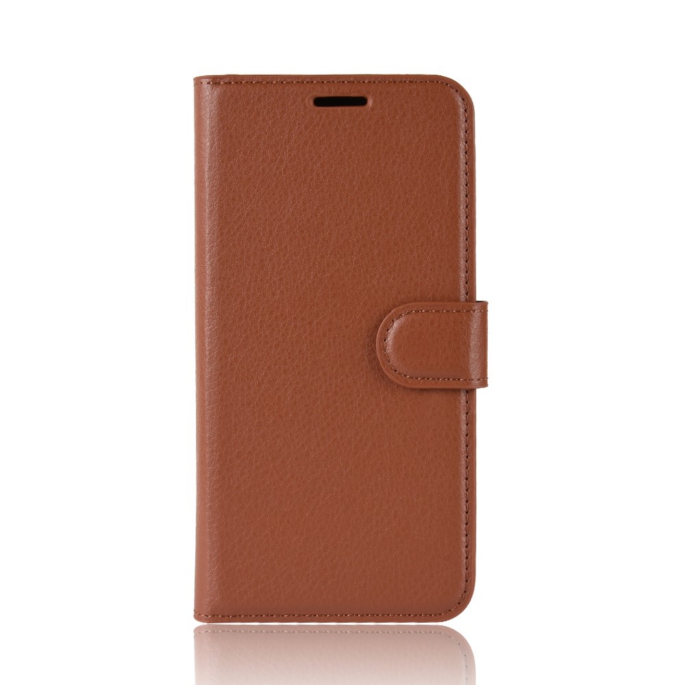 Litchi Skin Pu En Cuir Portefeuille Magnétique Cas De Protection Pour Samsung Galaxy A6 + (2018) - Marron-2