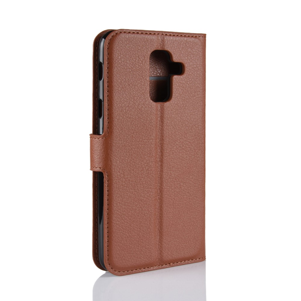 Litchi Skin Pu En Cuir Portefeuille Magnétique Cas De Protection Pour Samsung Galaxy A6 + (2018) - Marron-6