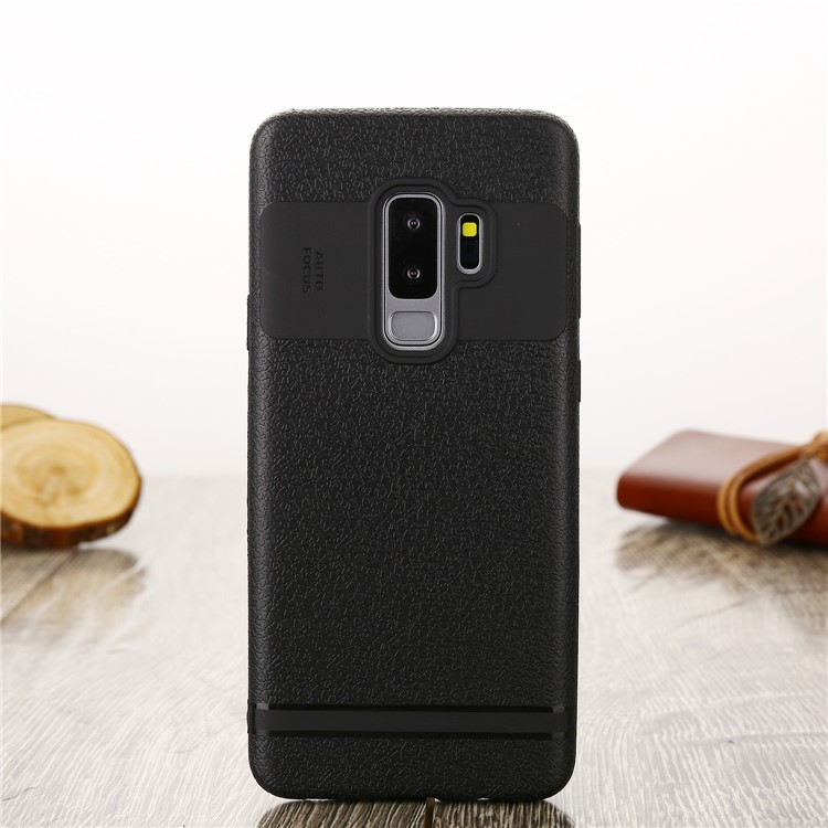 Litchi Texture Soft TPU Phone Back Shell for Samsung Galaxy S9 Plus SM-G965 - Black-1