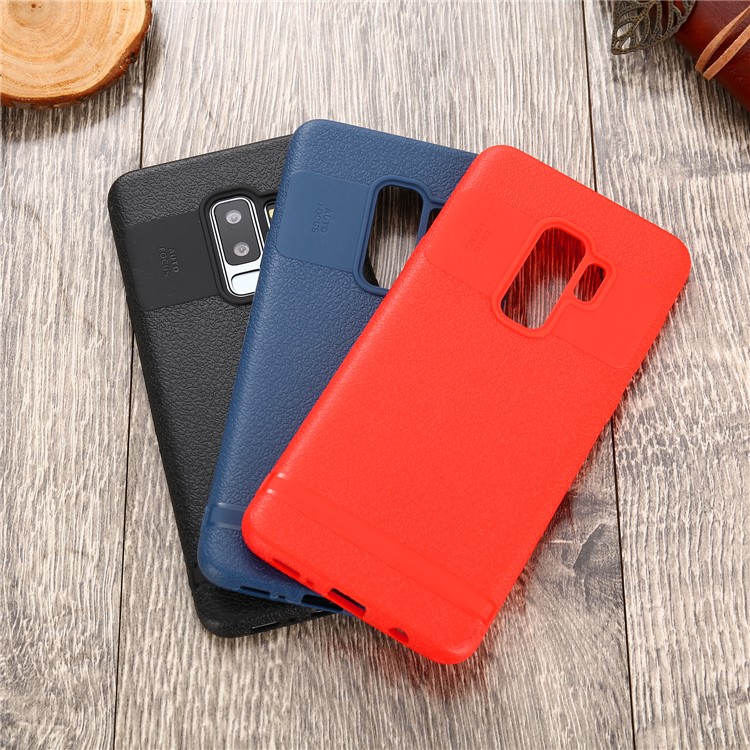 Litchi Texture Soft TPU Phone Back Shell for Samsung Galaxy S9 Plus SM-G965 - Black-8