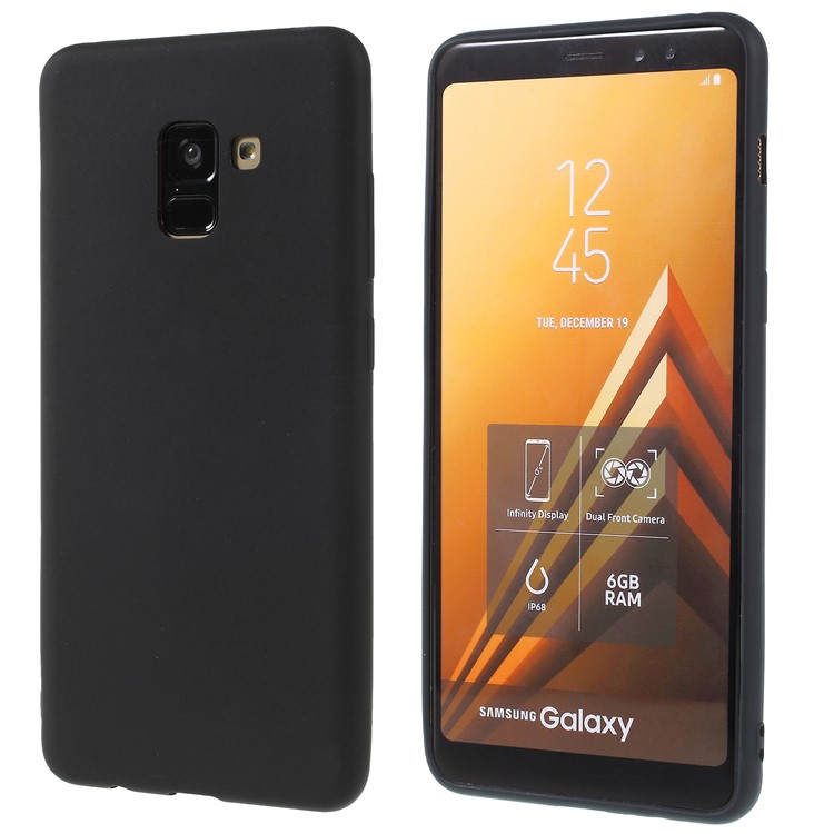 Matte TPU Phone Case for Samsung Galaxy A8+ (2018) - Black-1
