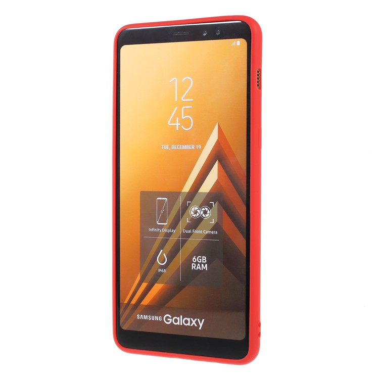 Matte TPU Shell Case for Samsung Galaxy A8+ (2018) - Red-3