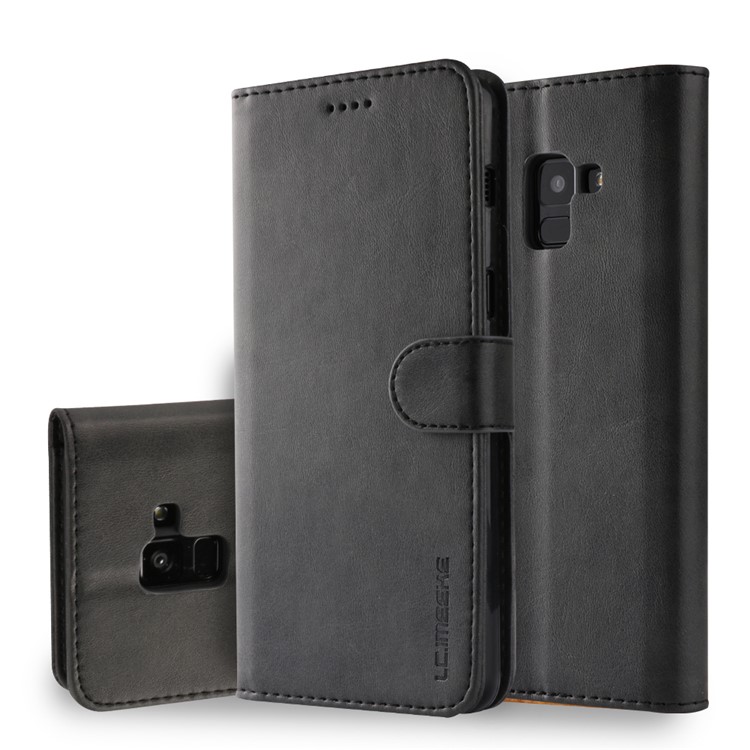 LC.IMEEKE Wallet Stand Leather Cell Phone Case for Samsung Galaxy A8 Plus (2018) - Black-1