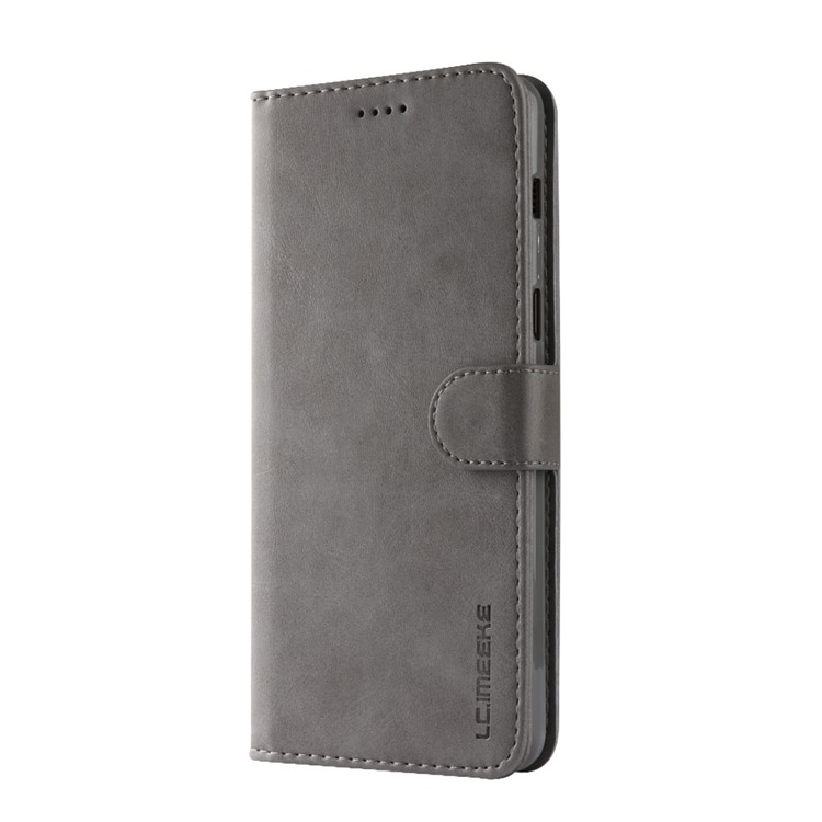 LC.IMEEKE Wallet Stand Leather Cell Phone Casing for Samsung Galaxy A8 Plus (2018) - Grey-4