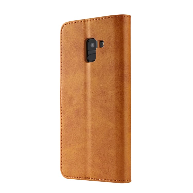 LC.IMEEKE Wallet Stand Leather Cell Phone Shell for Samsung Galaxy A8 Plus (2018) - Brown-5