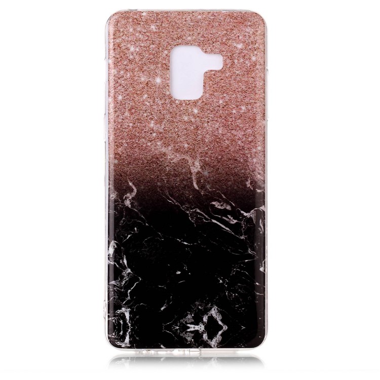 Marble Pattern IMD TPU Phone Shell for Samsung Galaxy A8 Plus (2018) - Orange / Black-2
